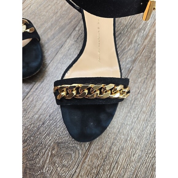 Giuseppe Zanotti Design Women's 36.5 (US 6) Black Suede Cork Wedges Gold Chain - Picture 9 of 16